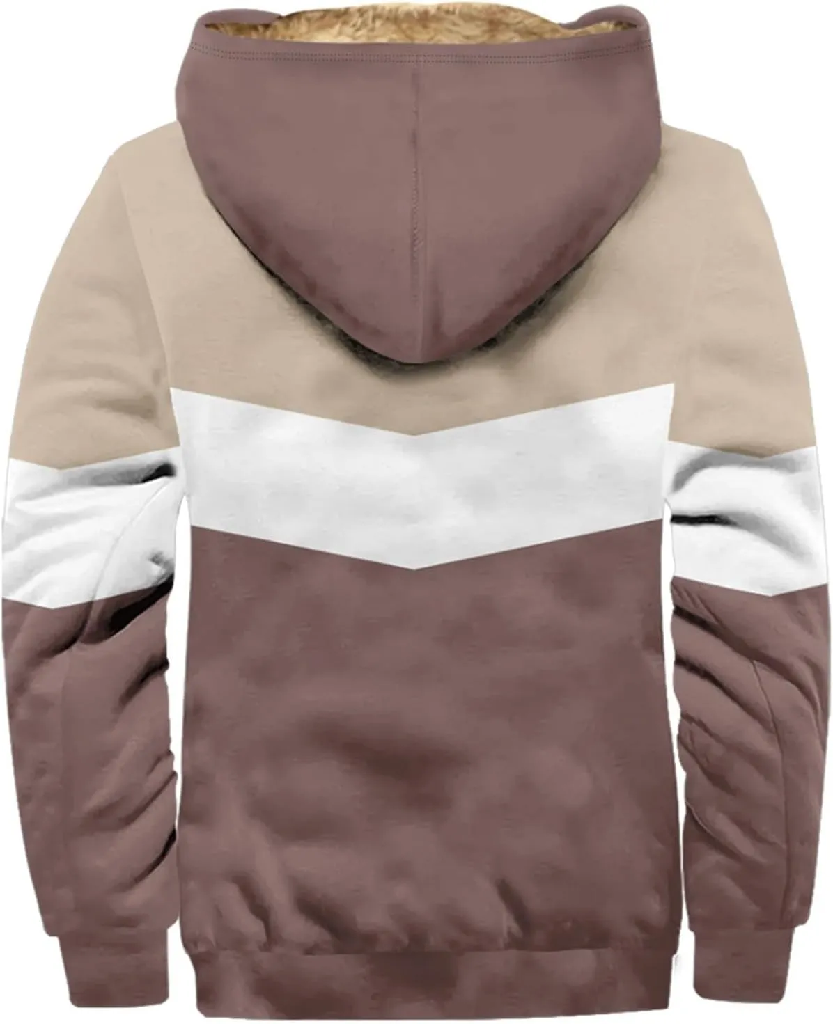 Men's Oversized Jackets Full Zip Thicken Fleece Sherpa Lined Winter Hooded Work Utility Jacket Warm Coat with Pockets