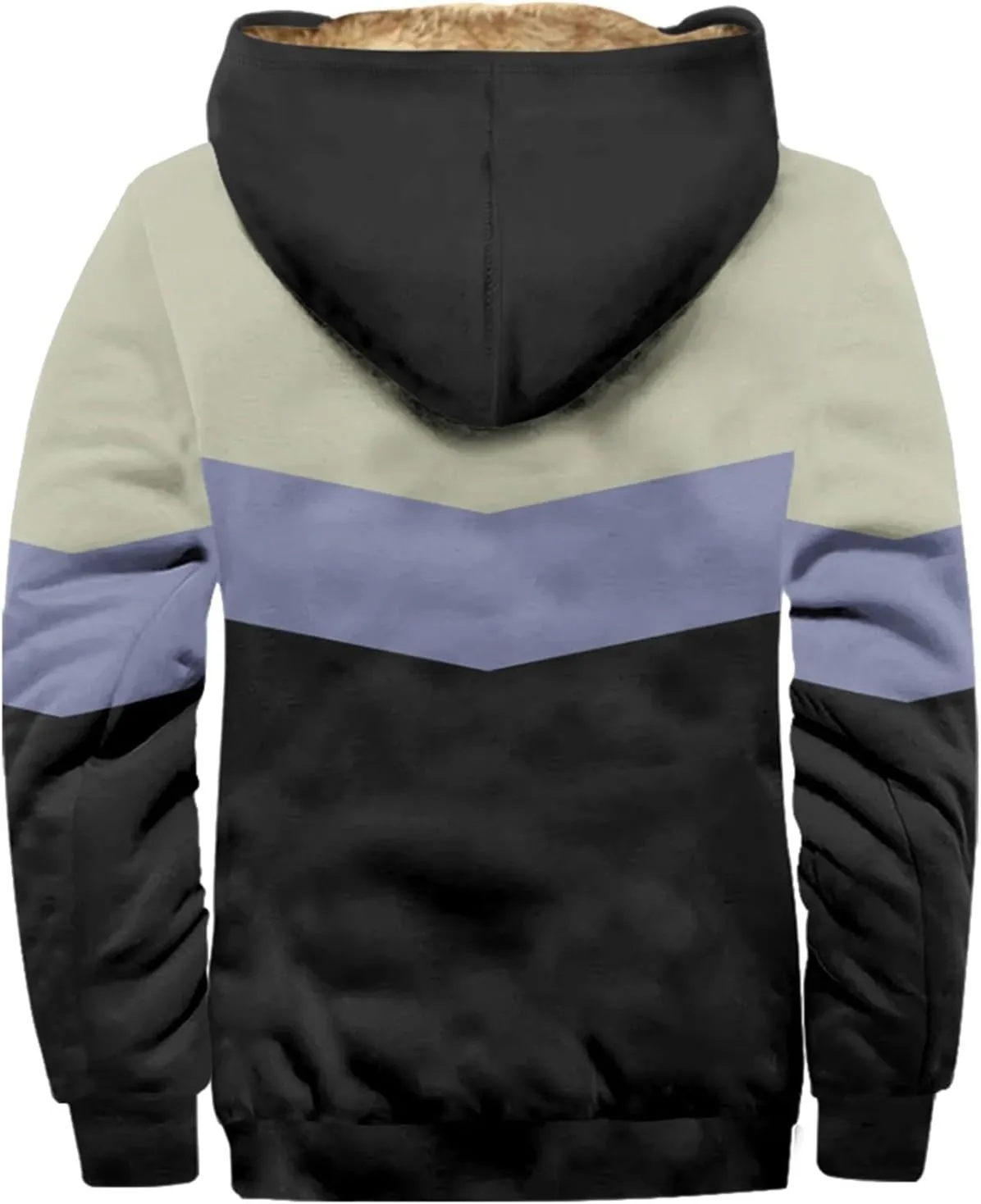 Men's Oversized Jackets Full Zip Thicken Fleece Sherpa Lined Winter Hooded Work Utility Jacket Warm Coat with Pockets