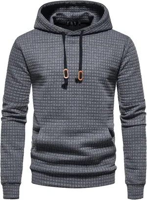 Mens Plaid Hoodies with Pocket Drawstring Relaxed Fit Workout Hooded Tops Fall and Winter Stylish Casual Sweatshirts