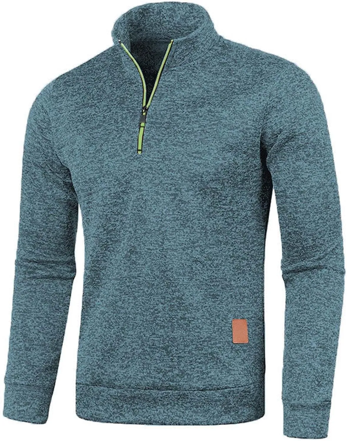 Men's Quarter Zip Thermal Fleece Lined Sweater,Winter Lightweight Soft Pullover Outdoor Athletic Lapel Sweatshirt