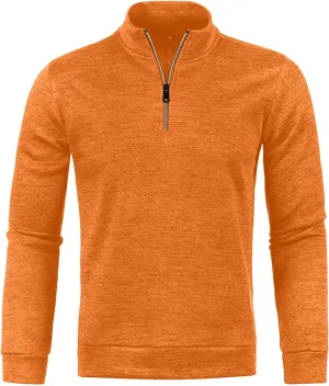 Men's Quarter Zip Thermal Fleece Lined Sweater,Winter Lightweight Soft Pullover Outdoor Athletic Lapel Sweatshirt