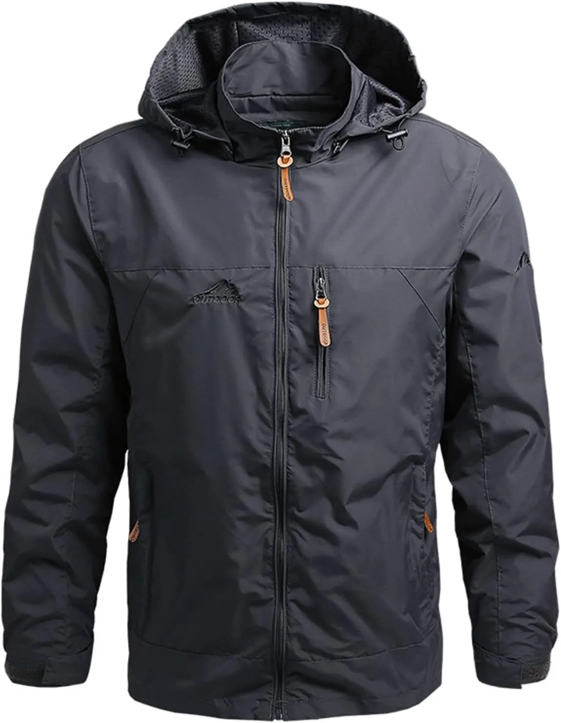 Mens Rain Jacket Zip Jacket With Hood Lightweight Windbreaker Waterproof Raincoat Outdoor Sportswear,M-5XL
