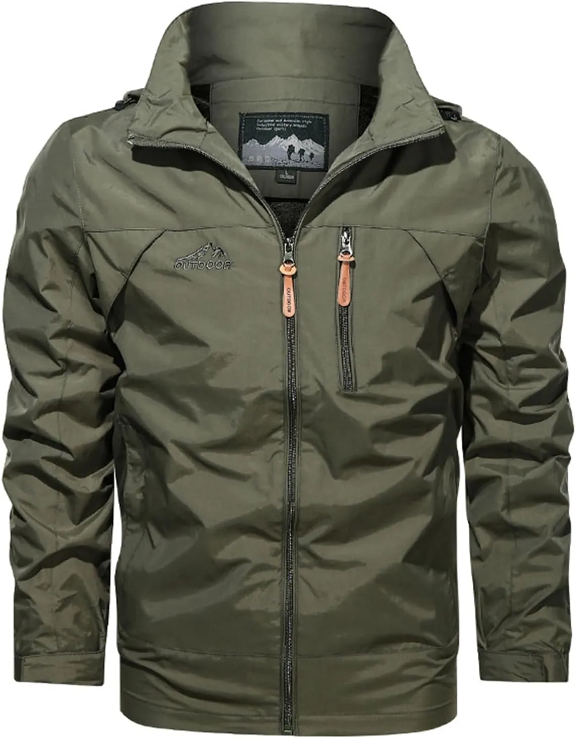 Men's Raincoat Hoodie Soft Shell Rain Jacket Waterproof Hooded Hiking Raincoats Lightweight Windbreaker Outwear Men