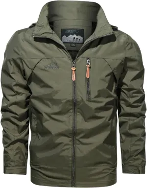 Men's Raincoat Hoodie Soft Shell Rain Jacket Waterproof Hooded Hiking Raincoats Lightweight Windbreaker Outwear Men
