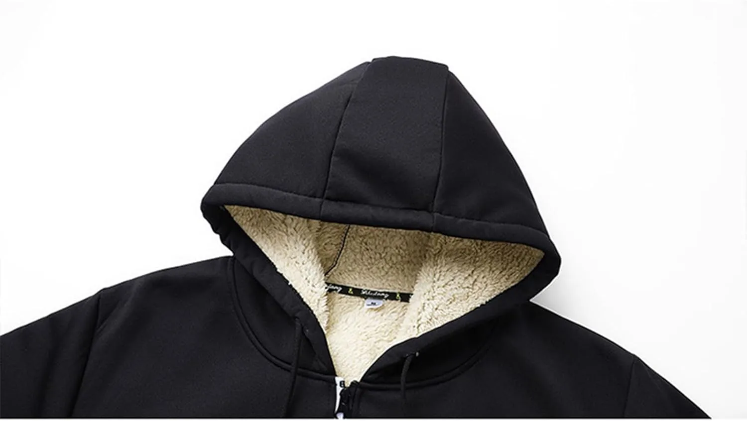 Men's Sherpa Hoodies Jacket Zip Up Fleece Lined Sweatshirt Winter Warm Jackets Hooded Casual Work Tops with Pocket