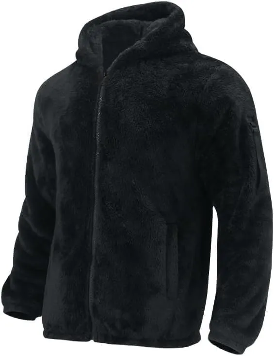 Men's Sherpa-Lined Athletic Hoodie Zip-Up Fleece Jacket Warm Sports Coat with Pockets