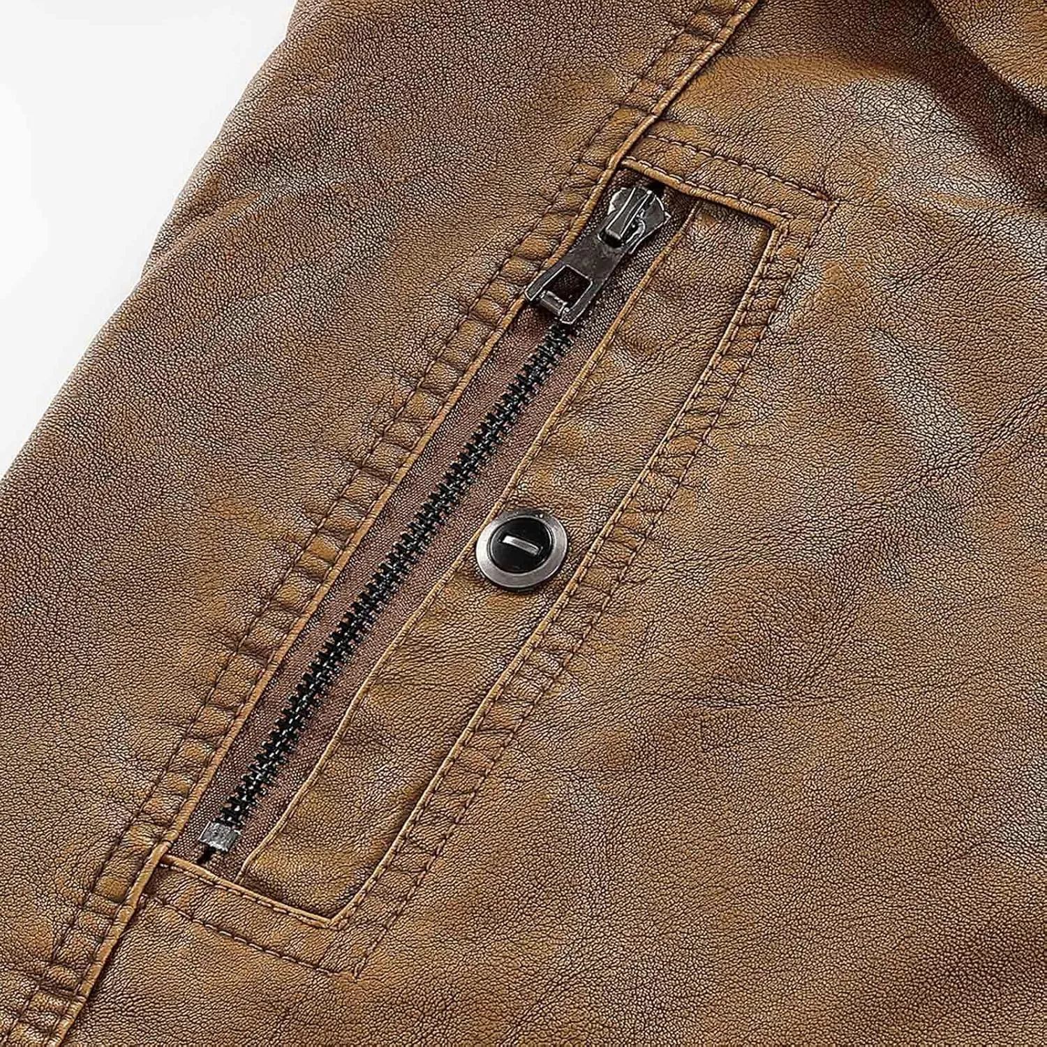 Mens Slim Fit Black Leather Jacket PU Leather Motorcycle Jacket Faux Leather Biker Jacket with Multi-Pockets