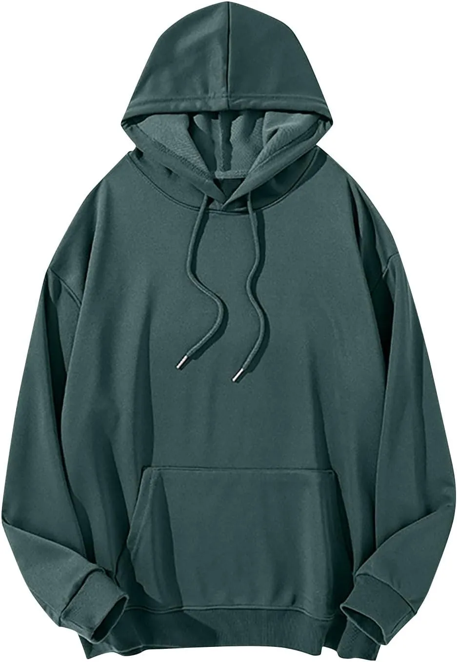 Mens Solid Color Casual Sweatshirts Waffle Drawstring Relaxed Fit Pullover Hoodies Stylish Workout Tops with Pocket