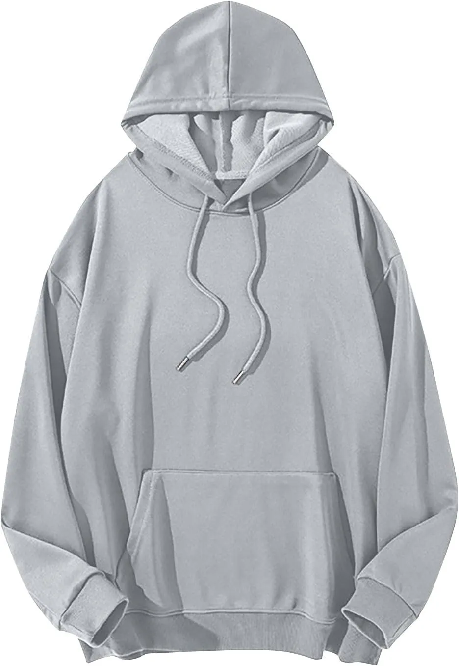 Mens Solid Color Casual Sweatshirts Waffle Drawstring Relaxed Fit Pullover Hoodies Stylish Workout Tops with Pocket