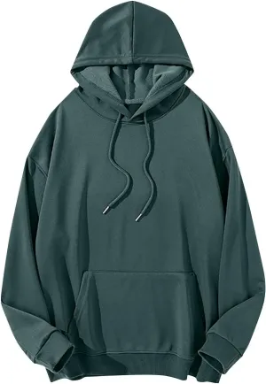 Mens Solid Color Casual Sweatshirts Waffle Drawstring Relaxed Fit Pullover Hoodies Stylish Workout Tops with Pocket