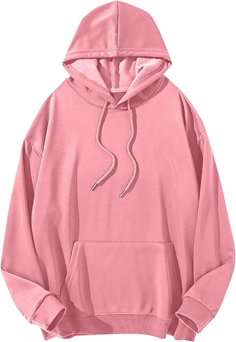 Mens Solid Color Casual Sweatshirts Waffle Drawstring Relaxed Fit Pullover Hoodies Stylish Workout Tops with Pocket