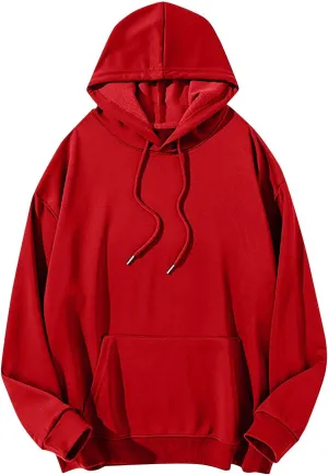 Mens Solid Color Casual Sweatshirts Waffle Drawstring Relaxed Fit Pullover Hoodies Stylish Workout Tops with Pocket