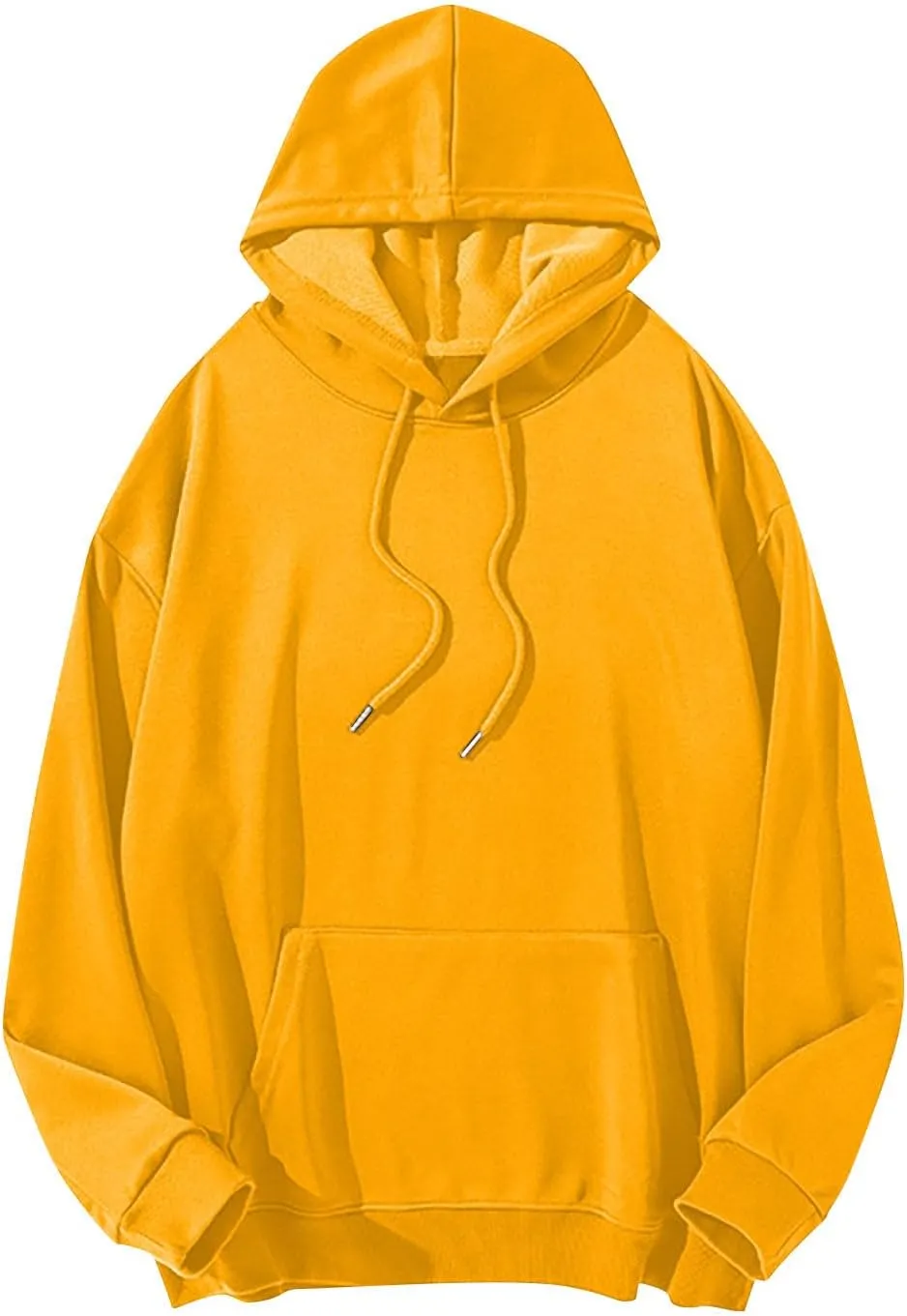 Mens Solid Color Casual Sweatshirts Waffle Drawstring Relaxed Fit Pullover Hoodies Stylish Workout Tops with Pocket
