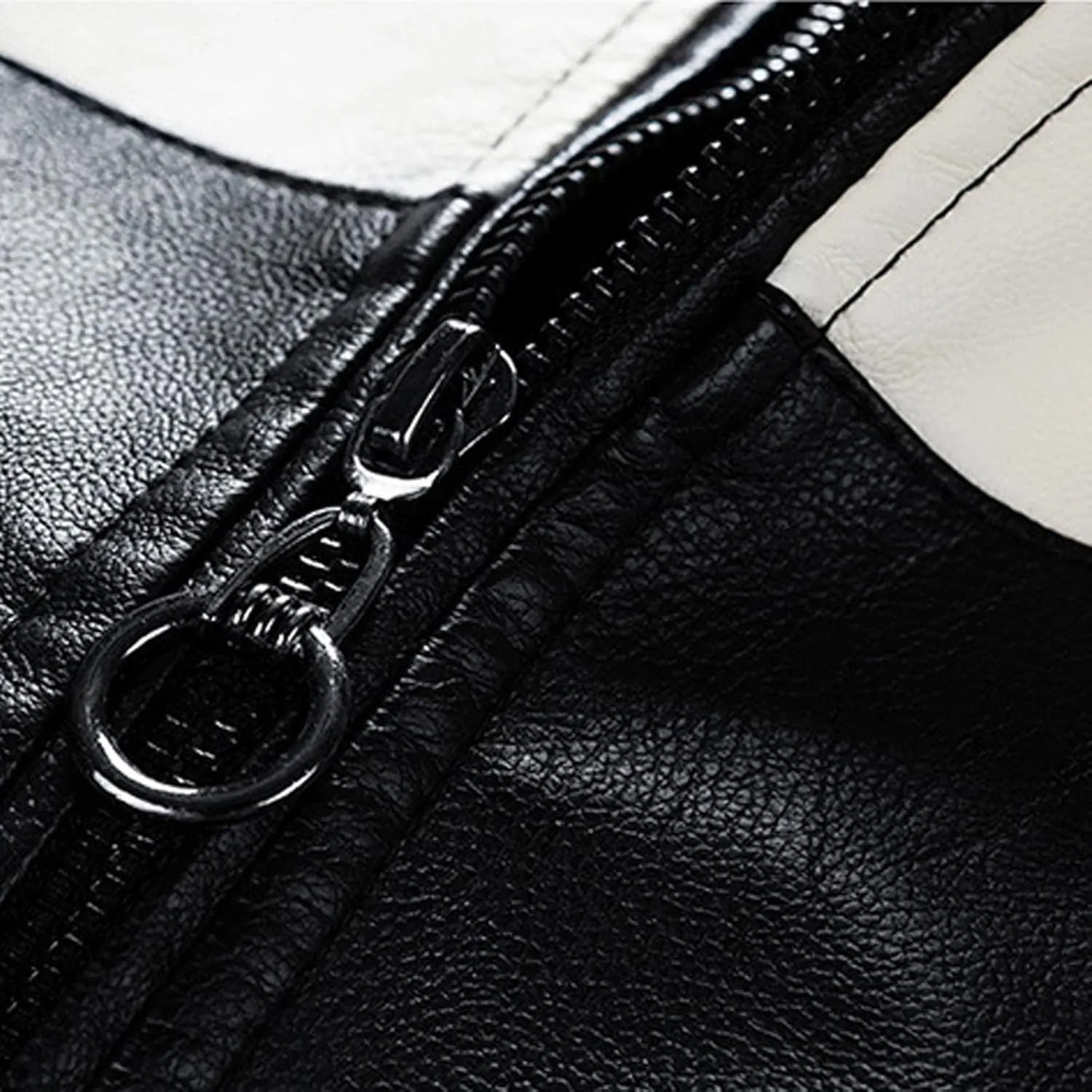 Men's Stand Collar Fleece Lined Bomber Faux Leather Jacket Motorcycle Leather Sherpa Jackets Casual Winter Warm Coat