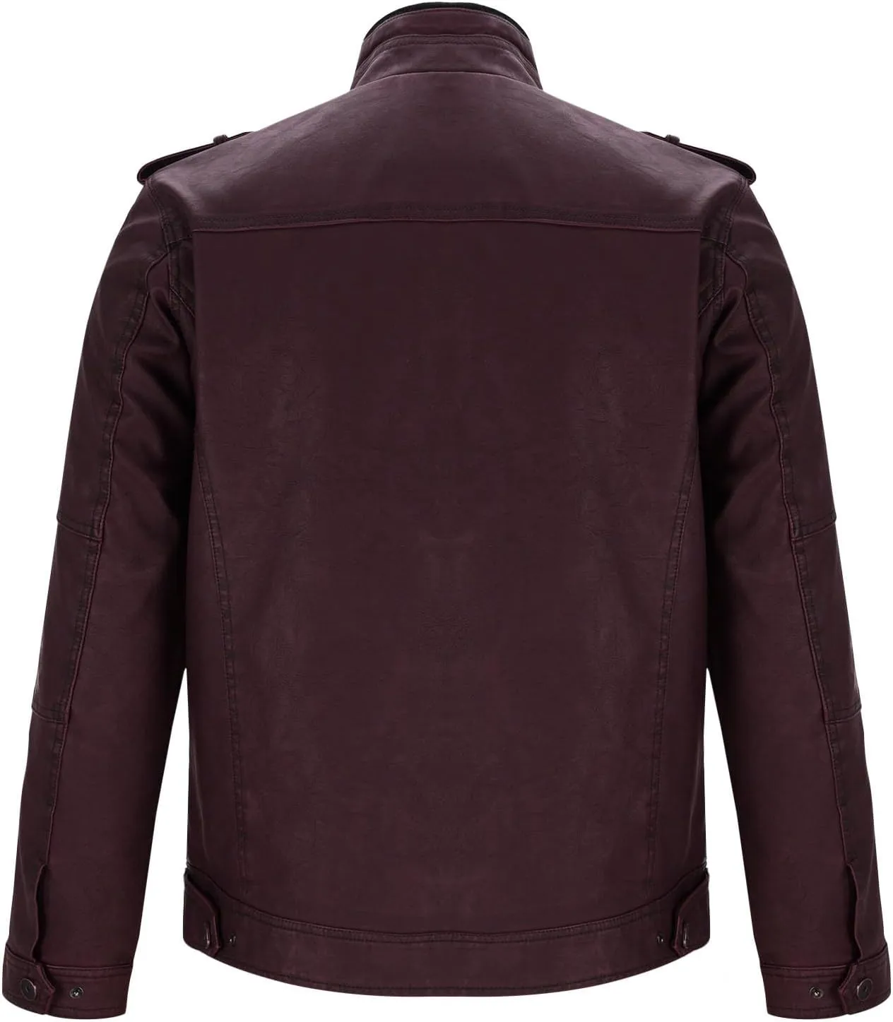 Men's Stand Collar Leather Jacket Motorcycle Lightweight Faux Leather Outwear Long Sleeve Fall Winter Vintage Coats