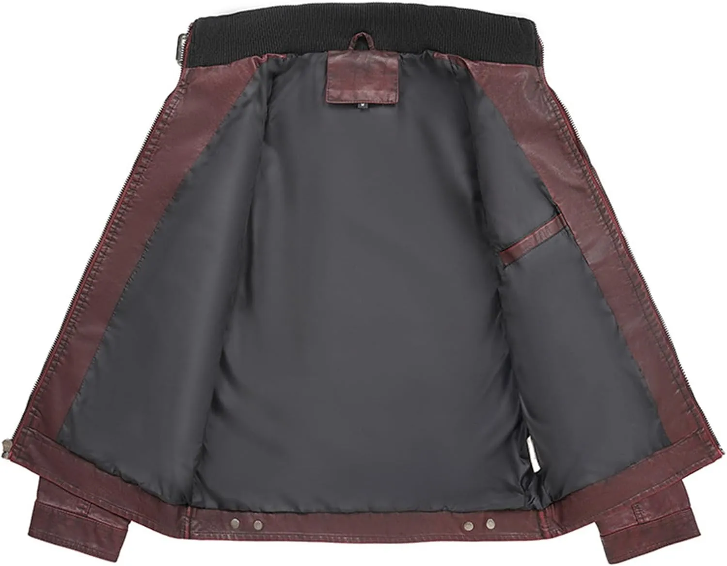 Men's Stand Collar Leather Jacket Motorcycle Lightweight Faux Leather Outwear Long Sleeve Fall Winter Vintage Coats