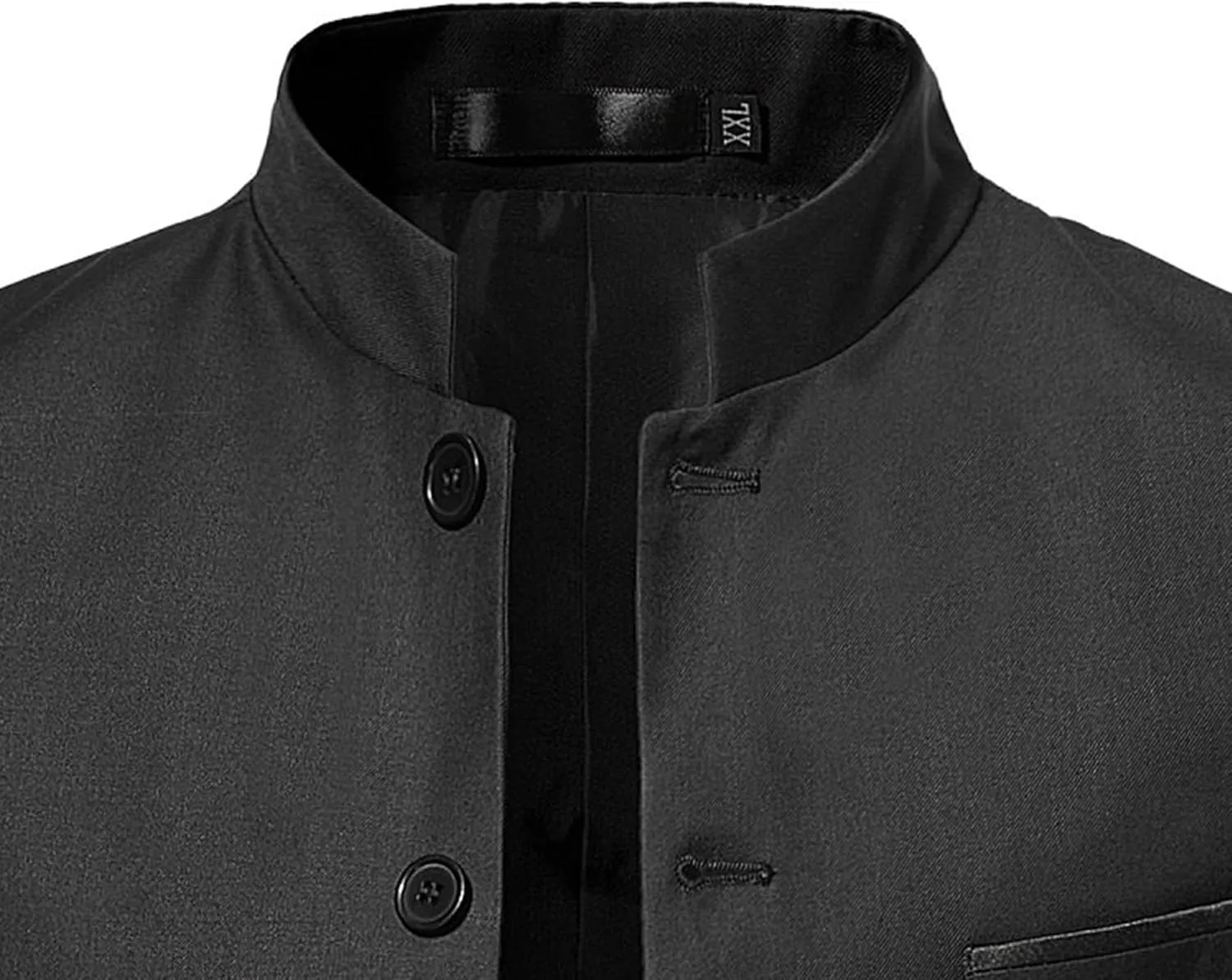 Mens Stand Mandarin Collar Suit Blazer Jackets Single Breasted Business Dress Coat Lightweight Lined Sport Coats