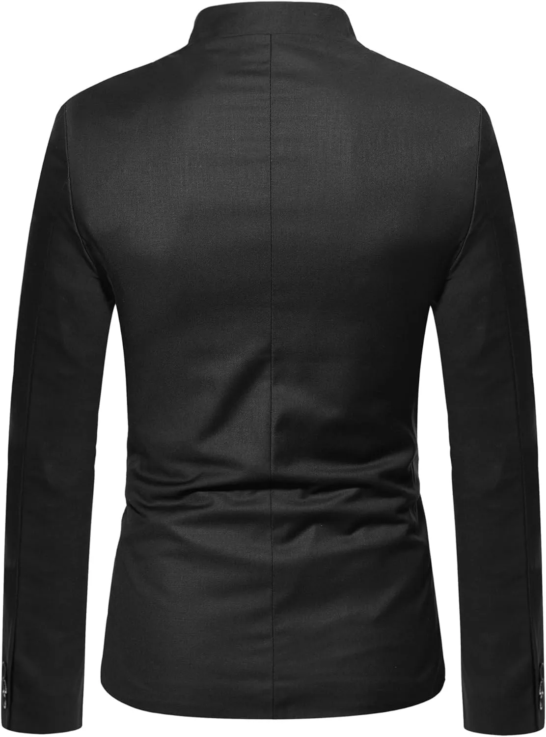 Mens Stand Mandarin Collar Suit Blazer Jackets Single Breasted Business Dress Coat Lightweight Lined Sport Coats