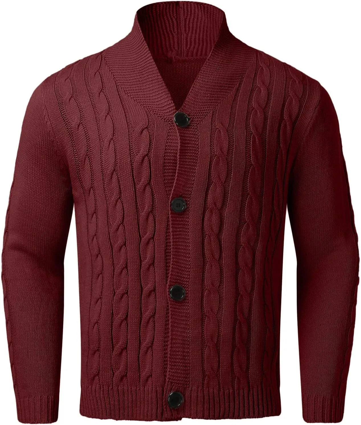 Men's V Neck Sweater Long Sleeve Shawl Collar Pullover Knitted Button Down Tops Solid Color Knitwear Oversize Sweater