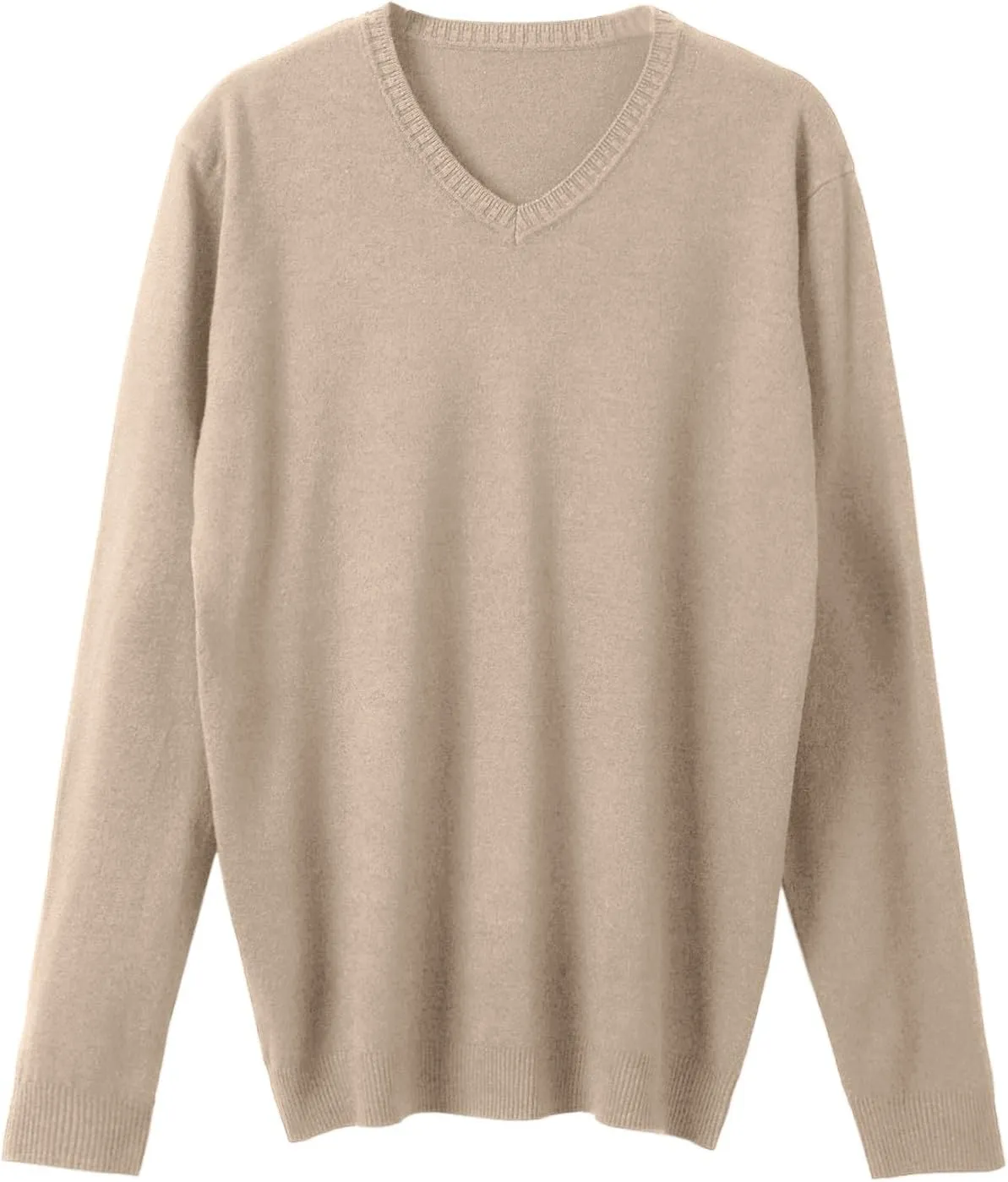Men's V Neck Sweater Solid Color Long Sleeve Pullover Ribbed Knitted Tops Lightweight Casual Loose Oversize Sweater