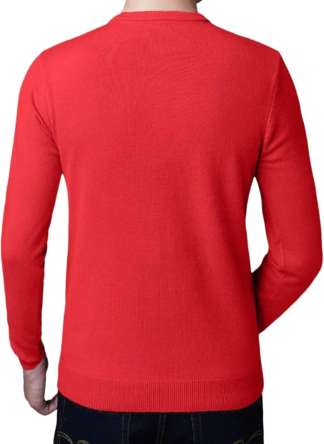 Men's V Neck Sweater Solid Color Long Sleeve Pullover Slim Fit Knitted Tops Lightweight Casual Fall Fashion Sweater