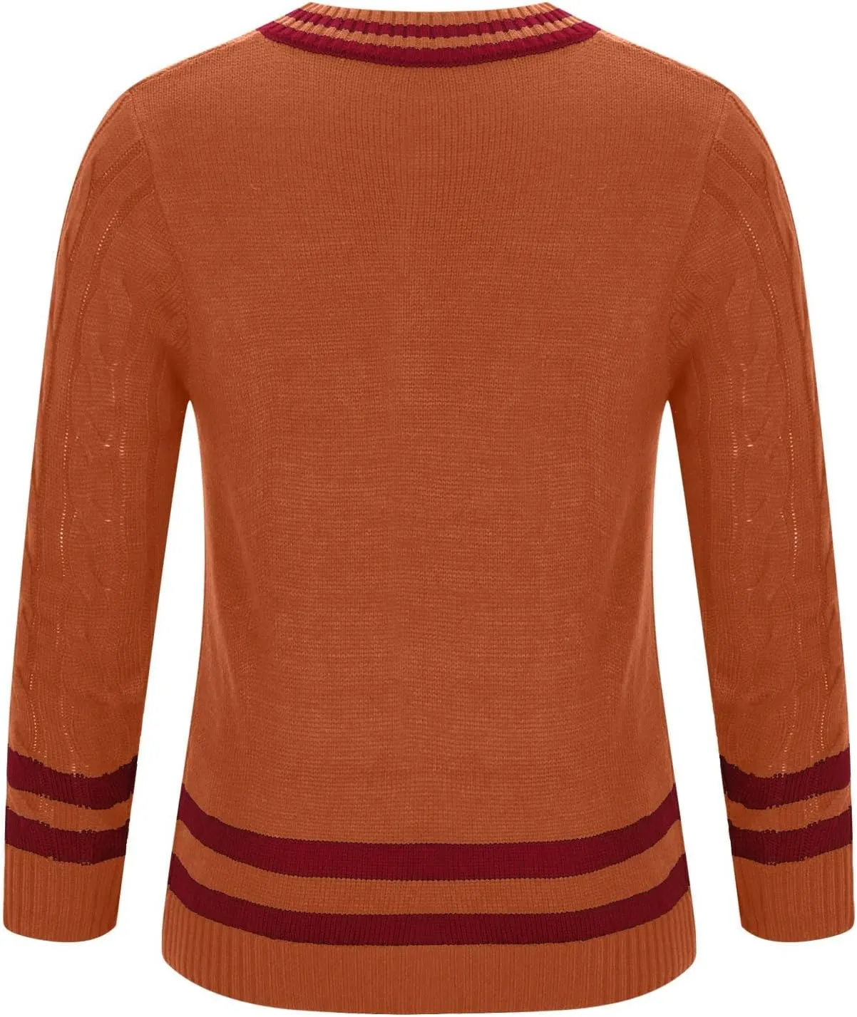 Men's V-Neck Sweaters Long Sleeved Color Patchwork Cable Knitted Sweaters Slim Fit Lightweight Casual Pullover Tops