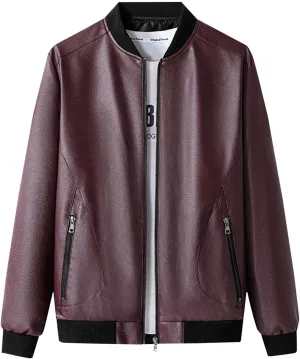 Mens Vintage Leather Long Sleeve Jacket Coat Stand Collar Club Coat Fashion Men's Leather Jackets Casual TopsWinter