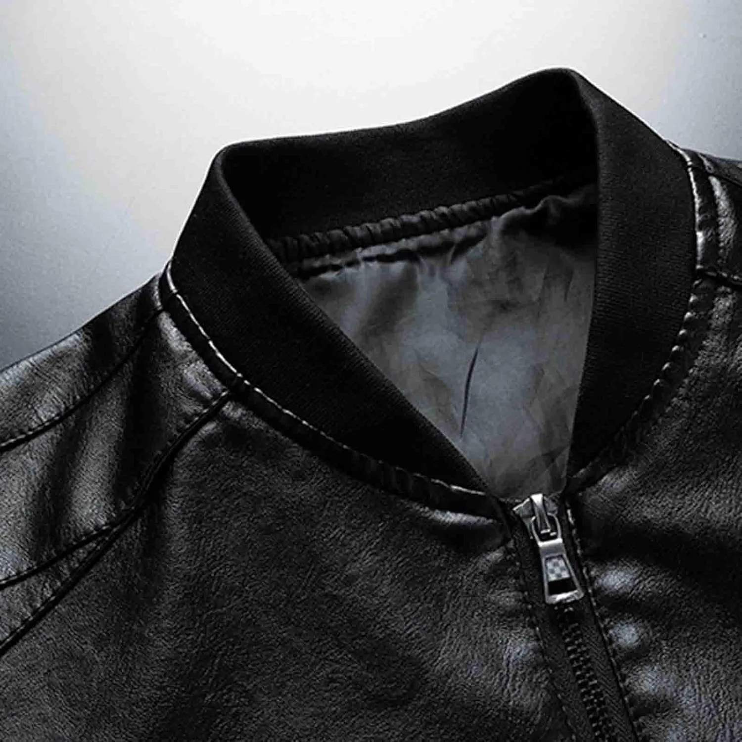 Mens Vintage Leather Long Sleeve Jacket Coat Stand Collar Club Coat Fashion Men's Leather Jackets Casual TopsWinter