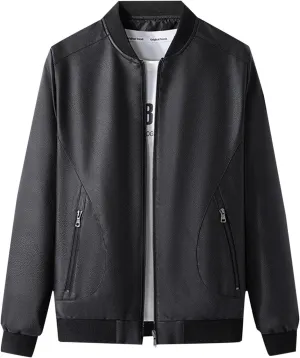 Mens Vintage Leather Long Sleeve Jacket Coat Stand Collar Club Coat Fashion Men's Leather Jackets Casual TopsWinter