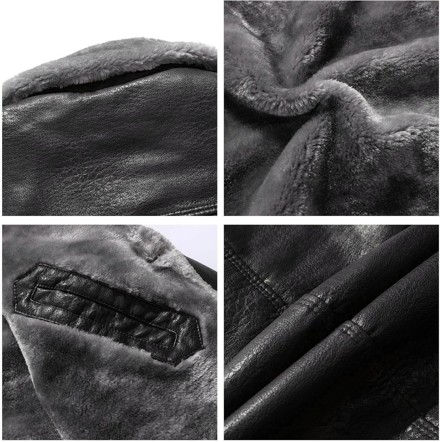 Mens Winter Coat Winter Coat Lapel Collar Long Sleeve Padded Leather Jacket Vintage Thicken Coat Sheepskin Jacket