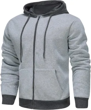 Men's Zip Up Hoodie Shirts Soft Solid Color Coat Light Trendy Long Sleeve Jacket Casual Winter Sweatershirts with Pockets