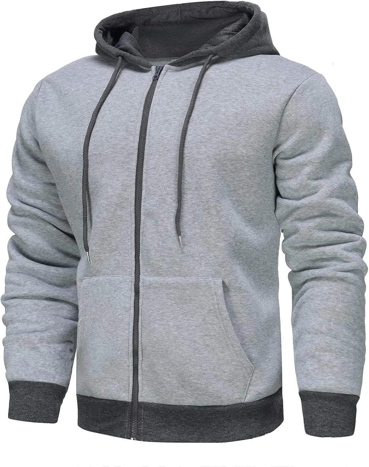 Men's Zip Up Hoodie Shirts Soft Solid Color Coat Light Trendy Long Sleeve Jacket Casual Winter Sweatershirts with Pockets