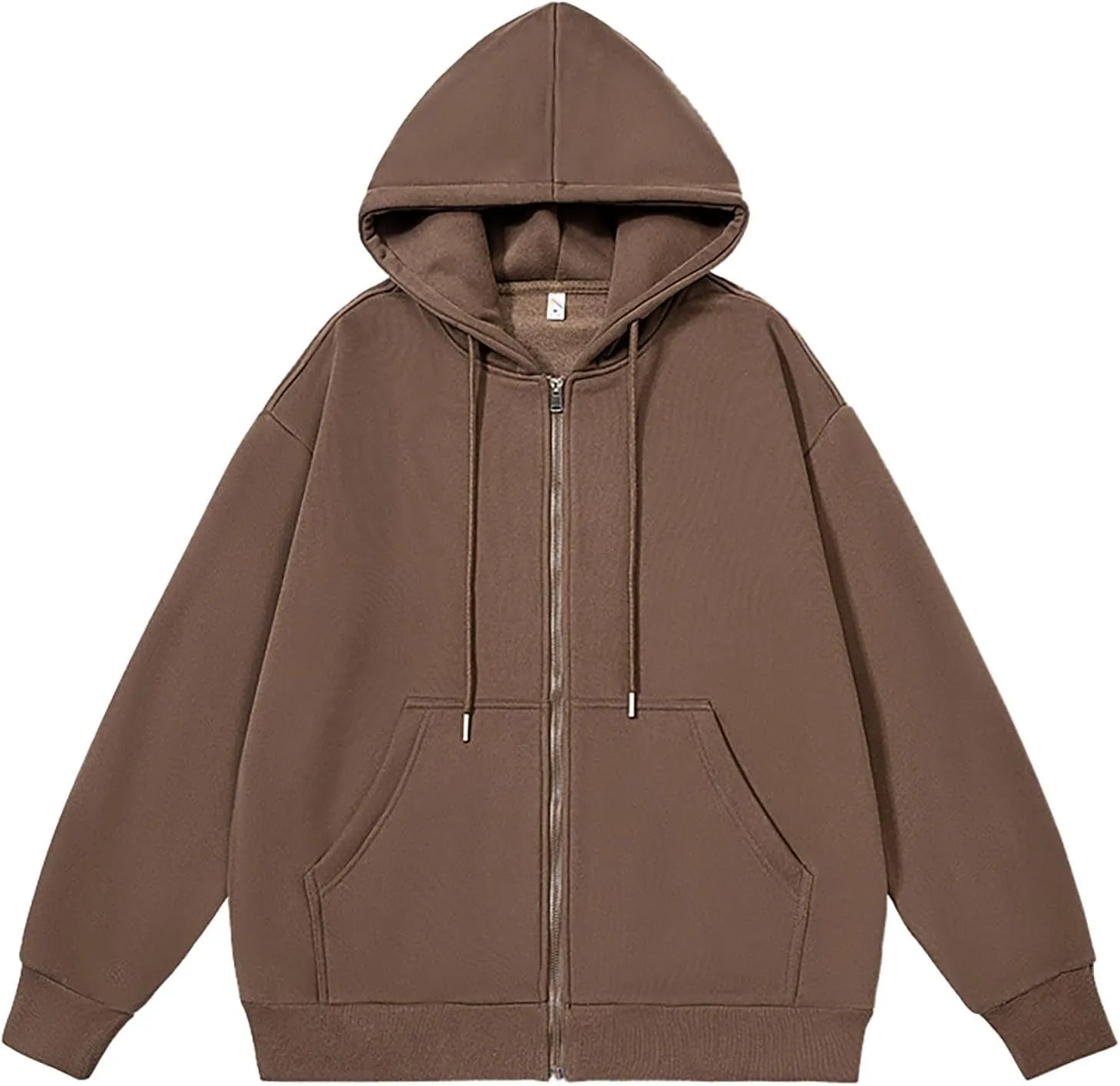 Men's Zip Up Hoodies Drawstring Sweatshirt Long Sleeve Lounge Cardigan Comfy Soft Solid Color Tops with Pocket