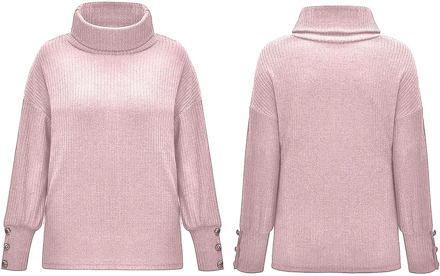 NaRHbrg Womens Turtleneck Long Sleeve Knit Sweaters 2024 Fall Winter Trendy Sweater Soft Casual Loose Chunky Knit Pullover