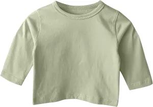 Newborn Baby Boys Girls Long Sleeve Basic Layering T-Shirt Infant Comfort Soft Crewneck Tee Tops Fall Winter Clothes