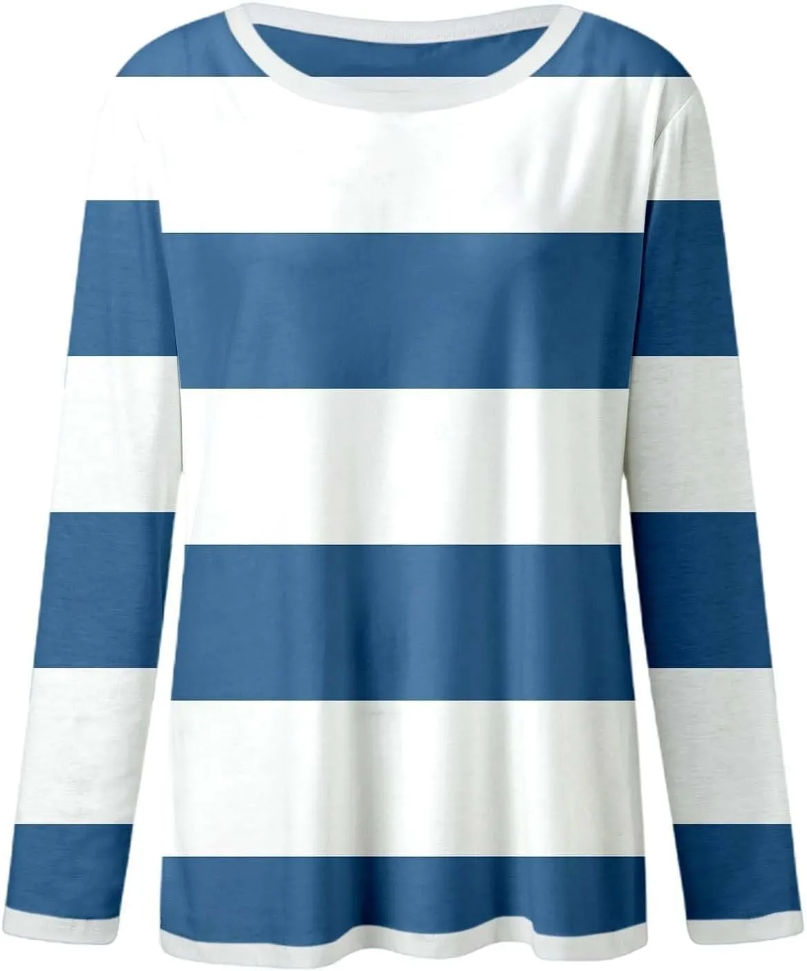 Orange Striped Long Sleeve Shirt Women 2024 Fall Crew Neck Striped T Shirts Color Block Comfy Loose Oversized Tops