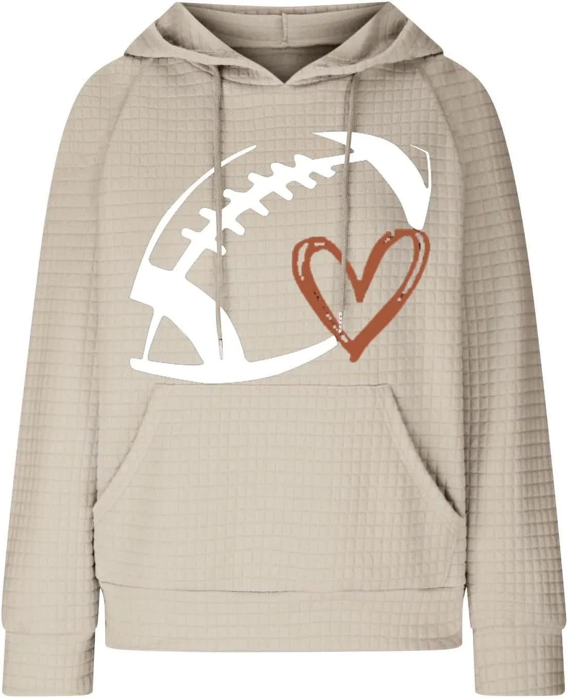 Oversized Hoodies For Women Funny Football Graphic Pullover Sweatshirts Casual Loose Long Sleeve Waffle Knit Tops