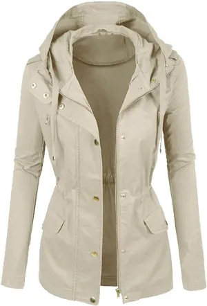 Oversized Military Safari Anorak Jacket Hoodies Zip Up Parka Casual Lightweight Utility Motorcycle Winter Coat