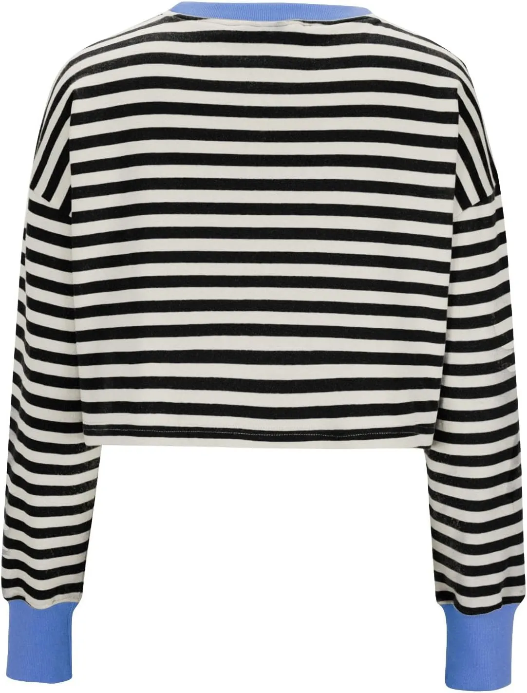 Oversized Sweatshirt for Women Cropped Crewneck Striped Colour Block Pullover Tops Long Sleeve Fleece Top Blouses