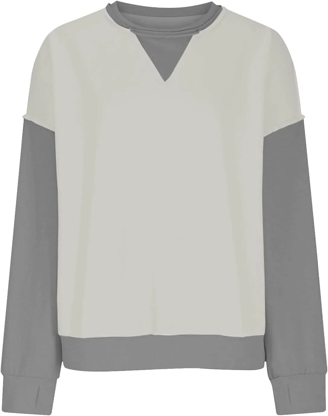 Oversized Sweatshirt for Women Fall Crewneck Splicing Color Tops Long Sleeve Fashion Soft Pullover Sweaters Clothes