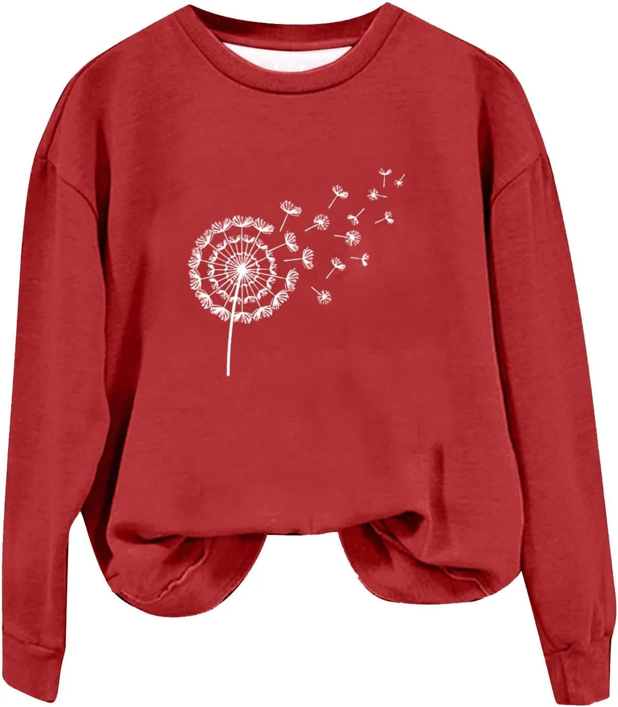 Oversized Sweatshirt for Women Fashion Crew Neck Long Sleeve tops Fleece Soft Floral Print Casual Loose Pullover Top