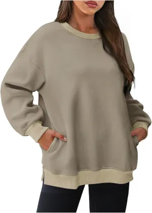 Oversized Sweatshirts for Women 2024 Trendy Long Sleeve Crewneck Tops Fall Sweaters Pullover Sweatshirt with Pockets