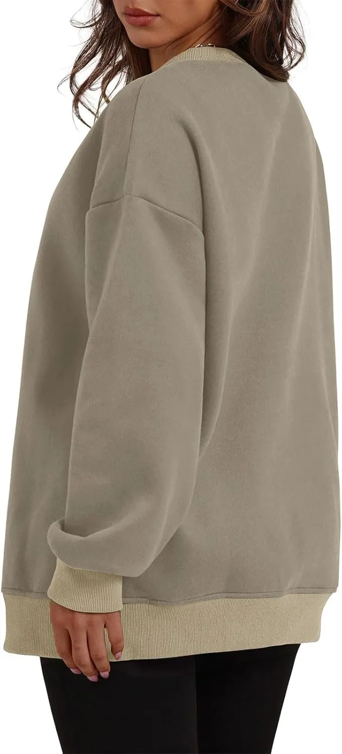 Oversized Sweatshirts for Women 2024 Trendy Long Sleeve Crewneck Tops Fall Sweaters Pullover Sweatshirt with Pockets