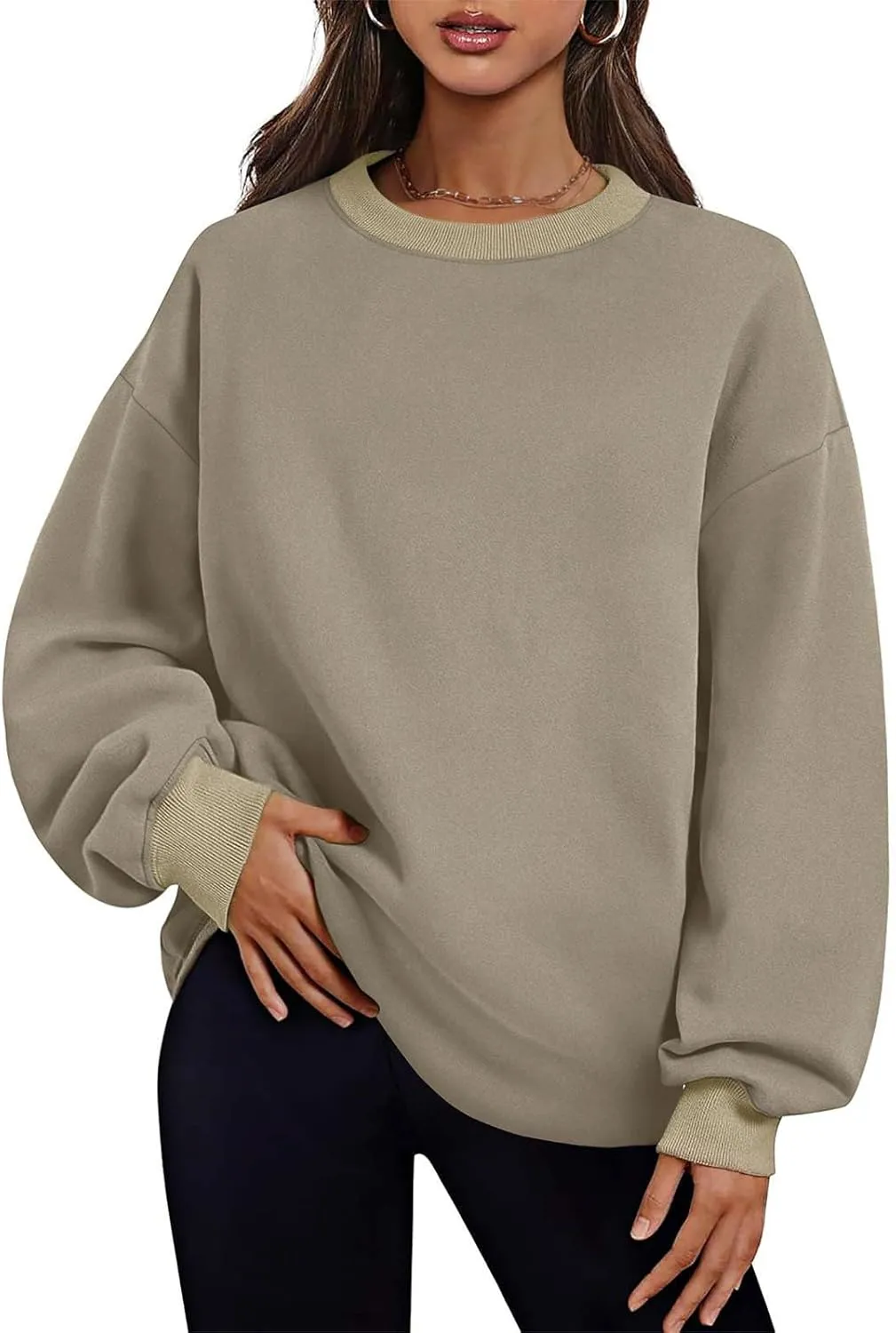 Oversized Sweatshirts for Women 2024 Trendy Long Sleeve Crewneck Tops Fall Sweaters Pullover Sweatshirt with Pockets