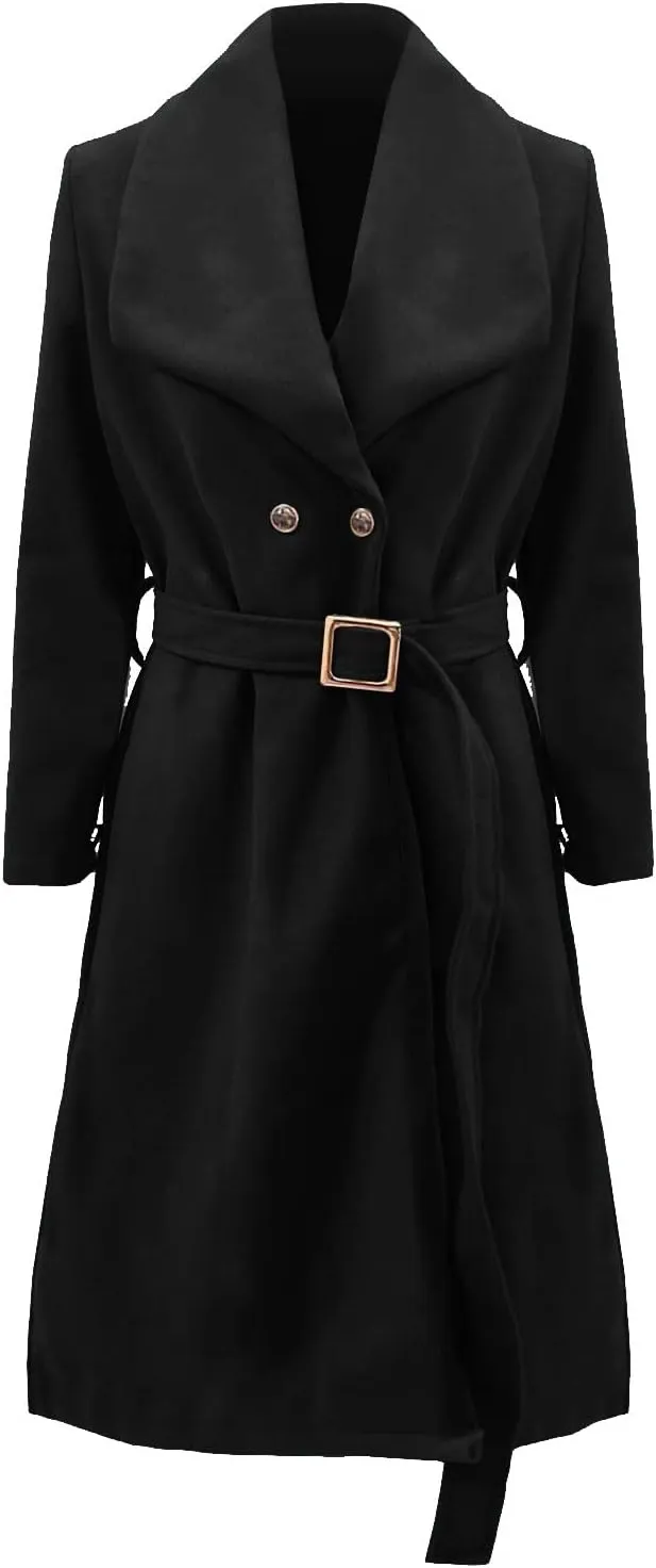 Pea Coats for Women,2023 Winter Clothes Trendy Notched Lapel Long Trench Coat,Elegant Classic Plain Blend Overcoat