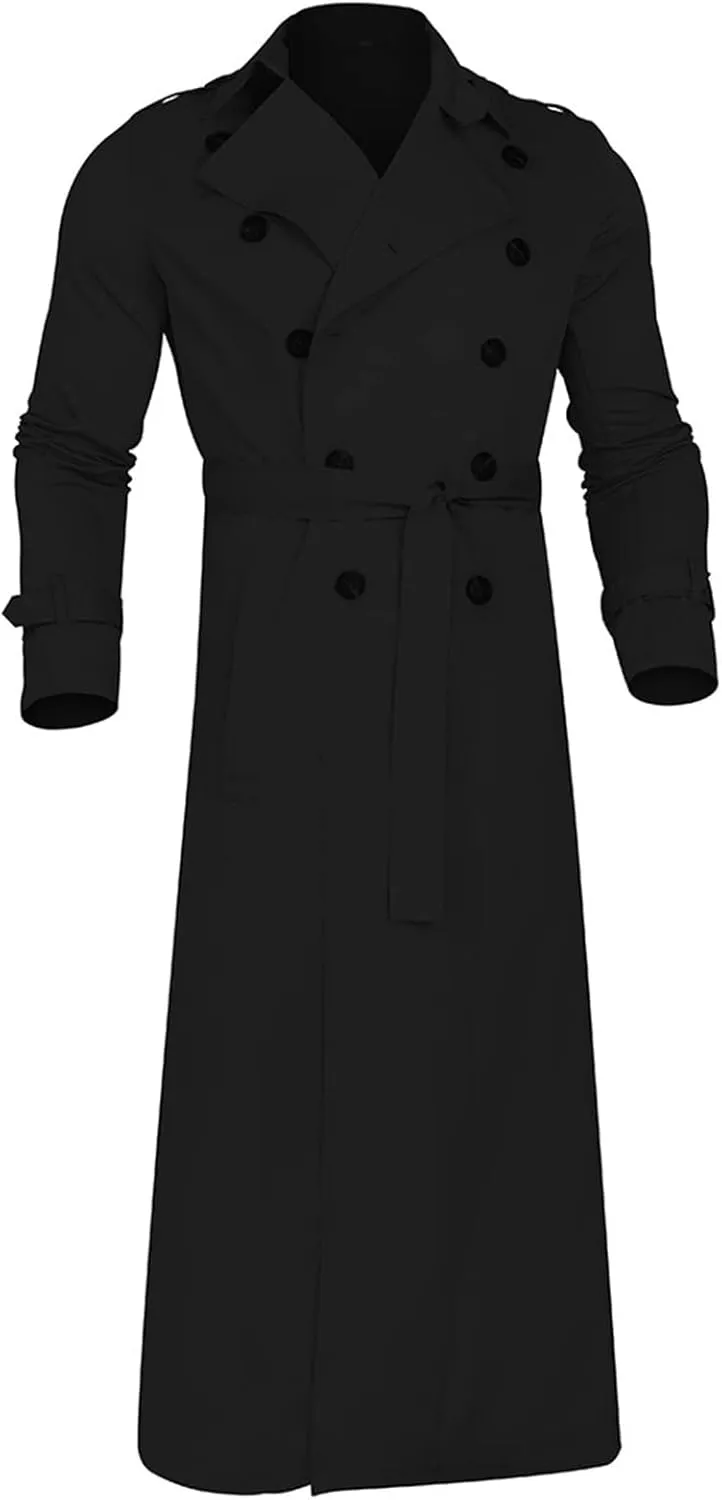 Peacoat For Men Lapel Long Trench Coat Casual Stylish Lightweight Windbreaker Overcoat Spring Fall Jackets,S-2XL