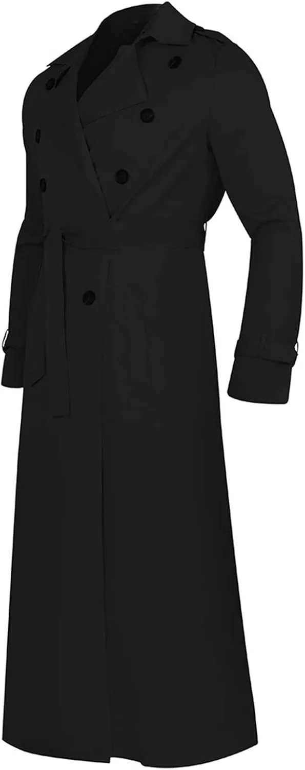 Peacoat For Men Lapel Long Trench Coat Casual Stylish Lightweight Windbreaker Overcoat Spring Fall Jackets,S-2XL