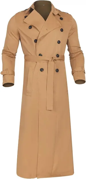 Peacoat For Men Lapel Long Trench Coat Casual Stylish Lightweight Windbreaker Overcoat Spring Fall Jackets,S-2XL