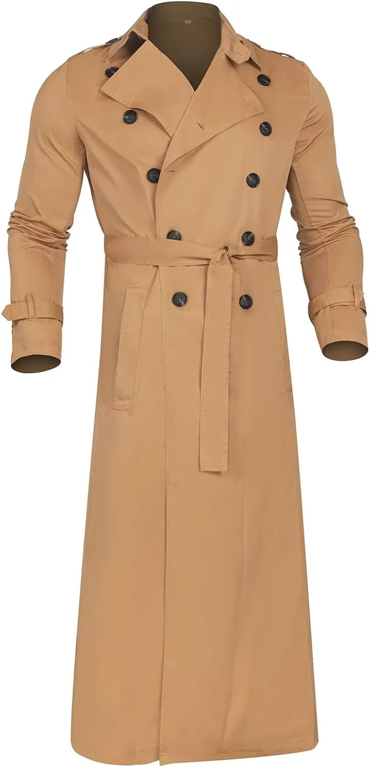 Peacoat For Men Lapel Long Trench Coat Casual Stylish Lightweight Windbreaker Overcoat Spring Fall Jackets,S-2XL