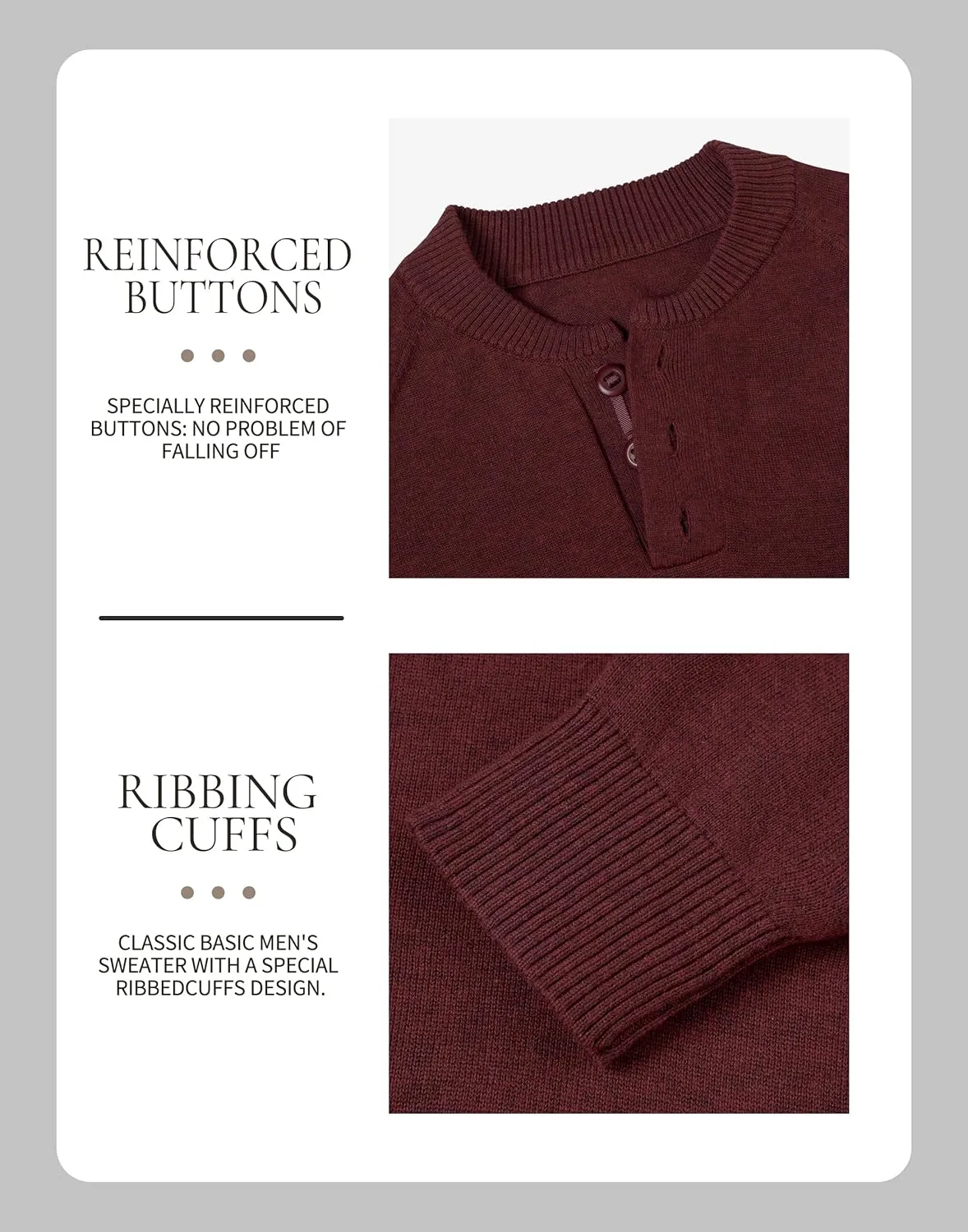 Pioneer Camp Men's Henley Knit Sweater Long Sleeve Button Pullover Sweaters Casual Lightweight Slim Fit Henley Sweaters